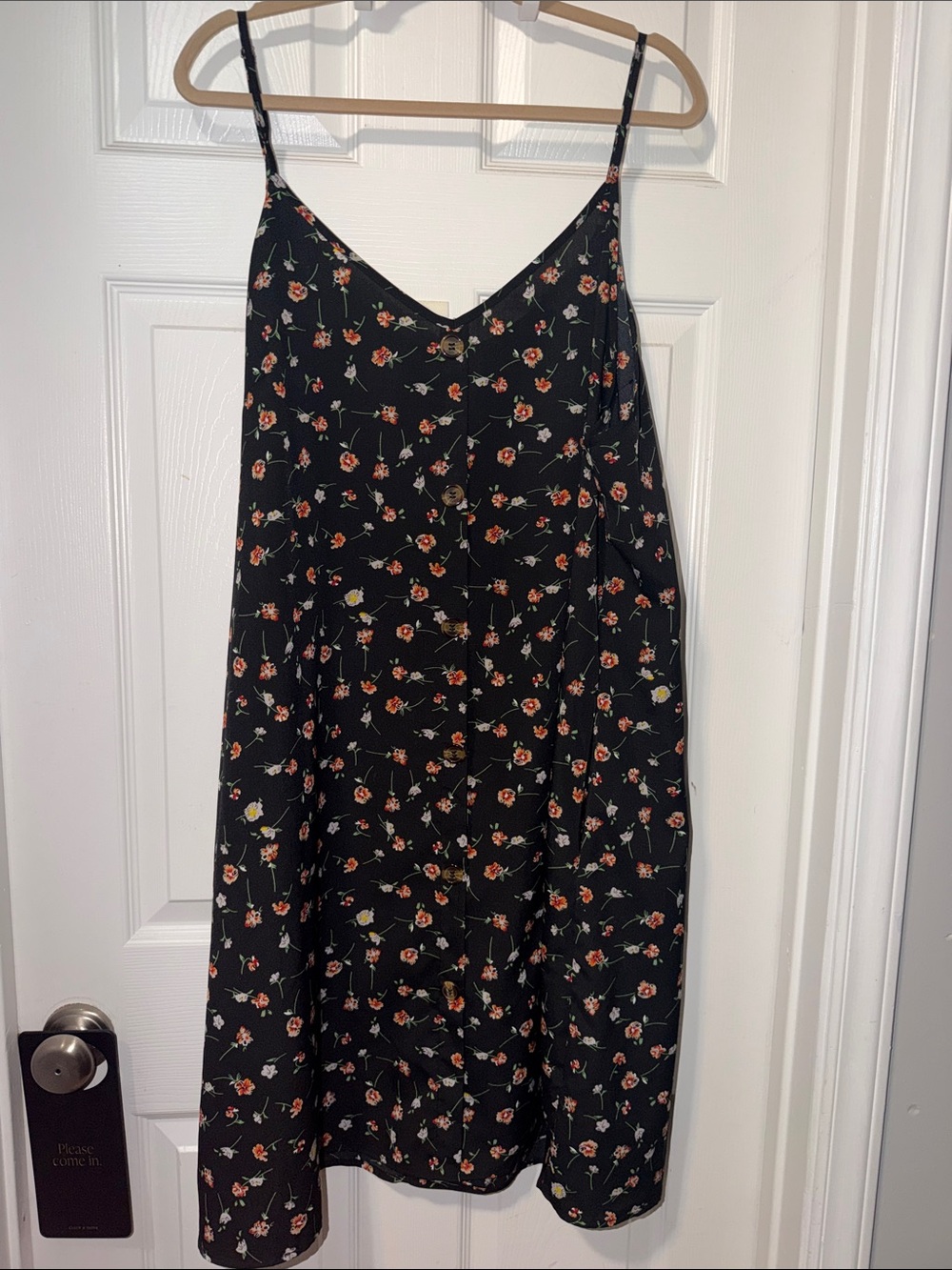 SHEIN Black Floral Midi Dress with Red & Cream Flowers